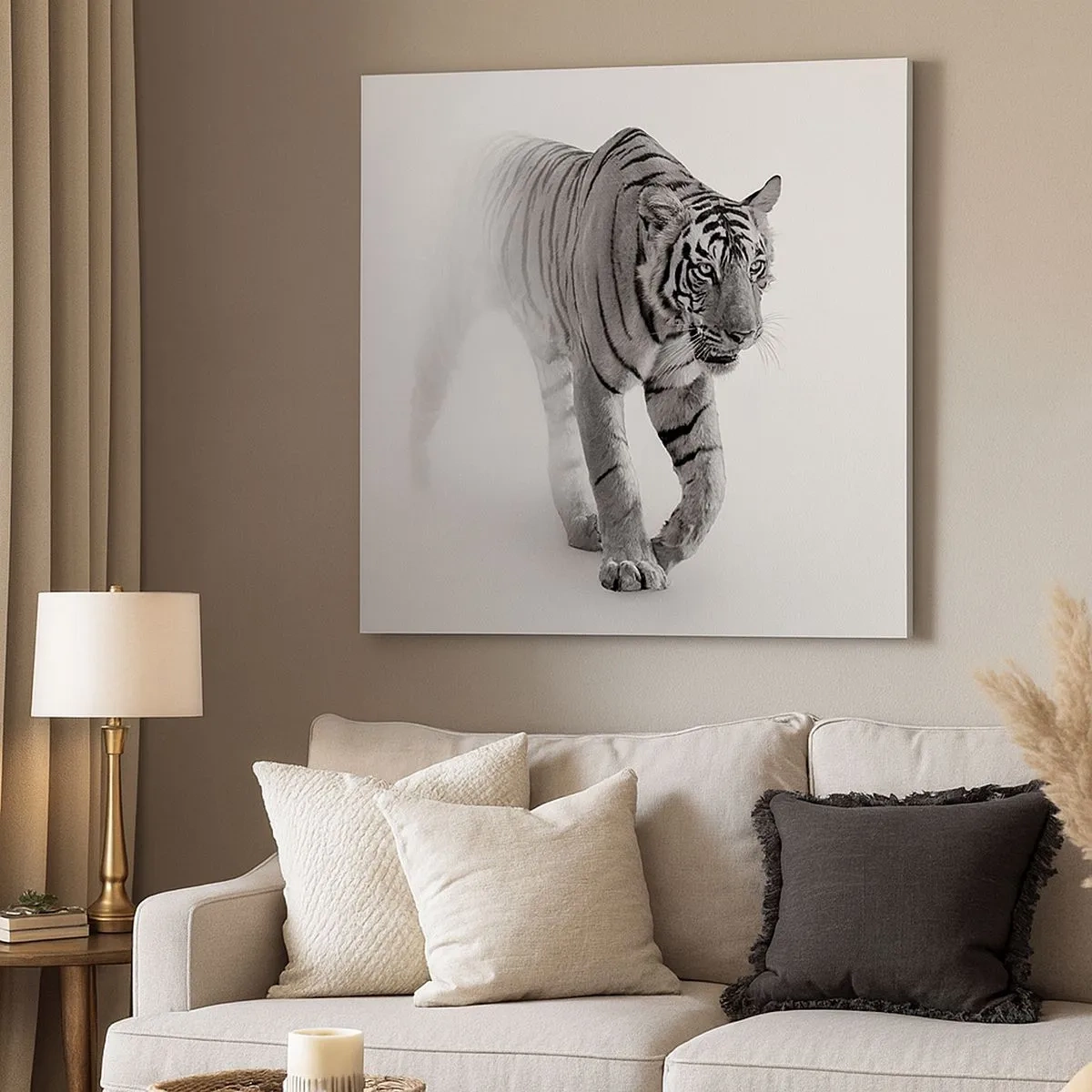 Schilderen op canvas - Gehurkt in de mist - 30x30 cm