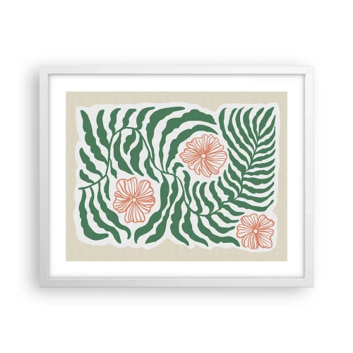 Poster in een witte lijst - Bloeiend in het groen - 50x40 cm