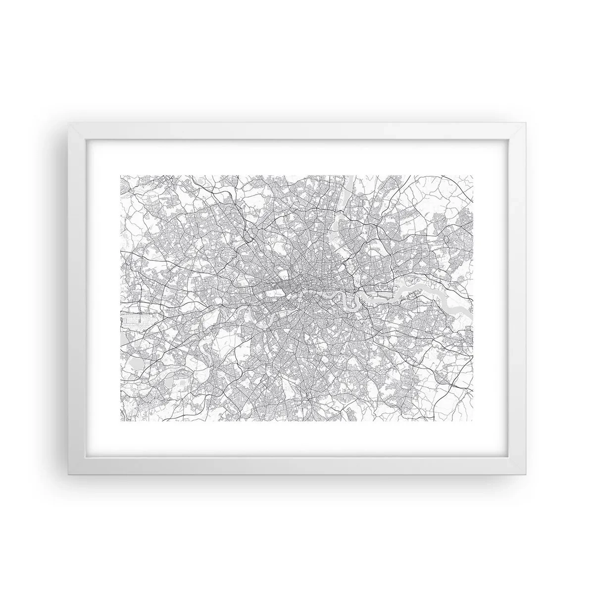 Poster in een witte lijst - Kaart van het doolhof van Londen - 40x30 cm