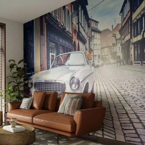 Fotobehang Premium Sand - Het verleden is vandaag - Vintage auto, Stad, Frankrijk - 450x315 cm