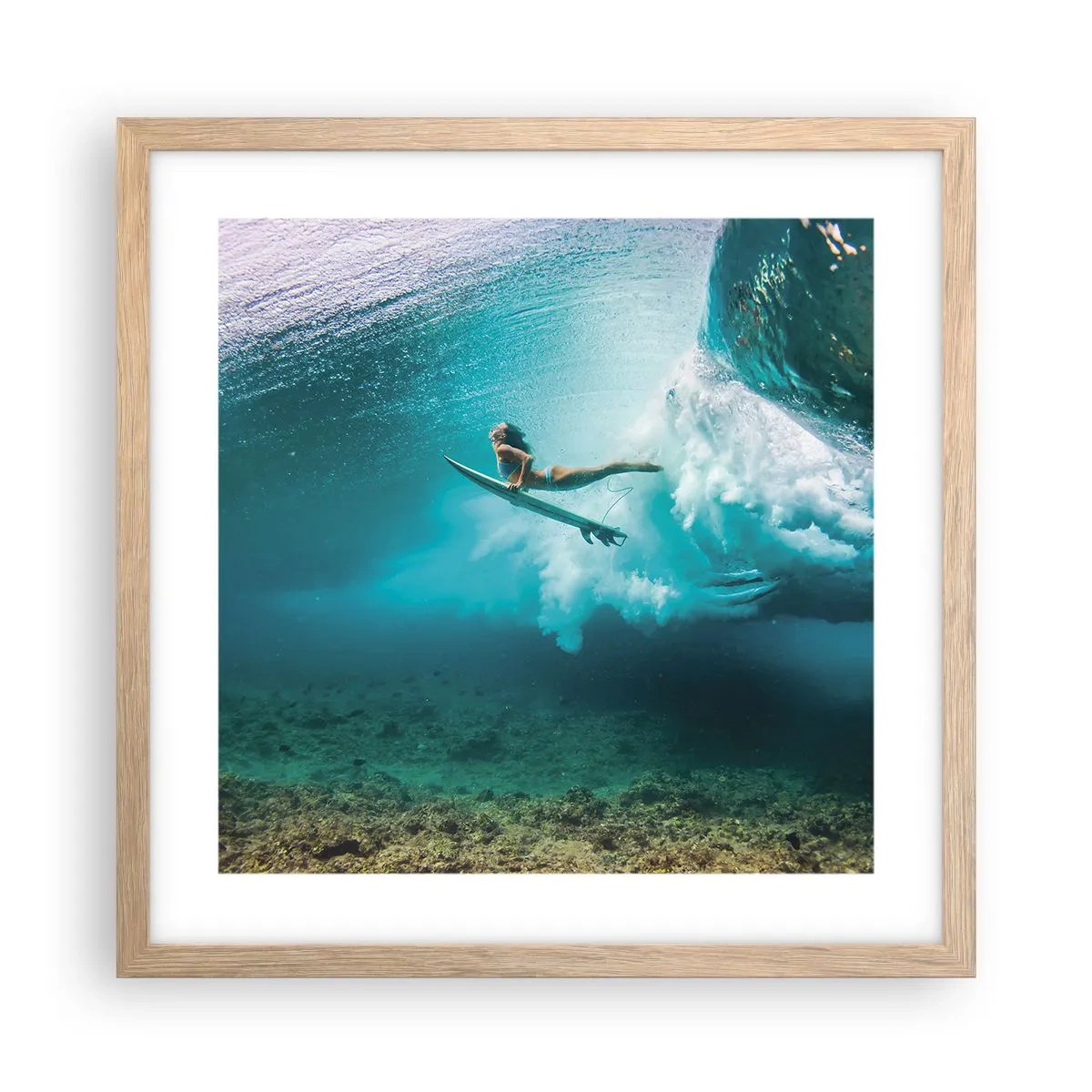 Een poster in een licht eiken lijst - Onderwaterwereld - 40x40 cm