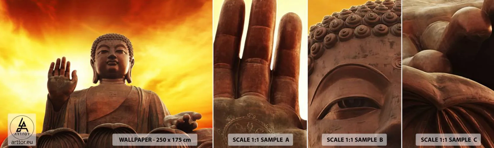 Fotobehang Staaltje Standard Eco - Vrede van de wereld - Boeddha, Religie, Deel - 100x30 cm