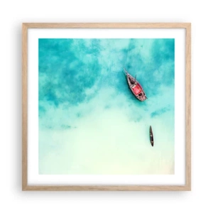 Een poster in een licht eiken lijst - Want op de stranden van Zanzibar, wanneer het teveel aan water ... - 50x50 cm