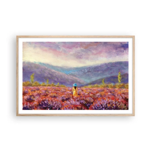 Een poster in een licht eiken lijst - In een lavendelwereld - 91x61 cm