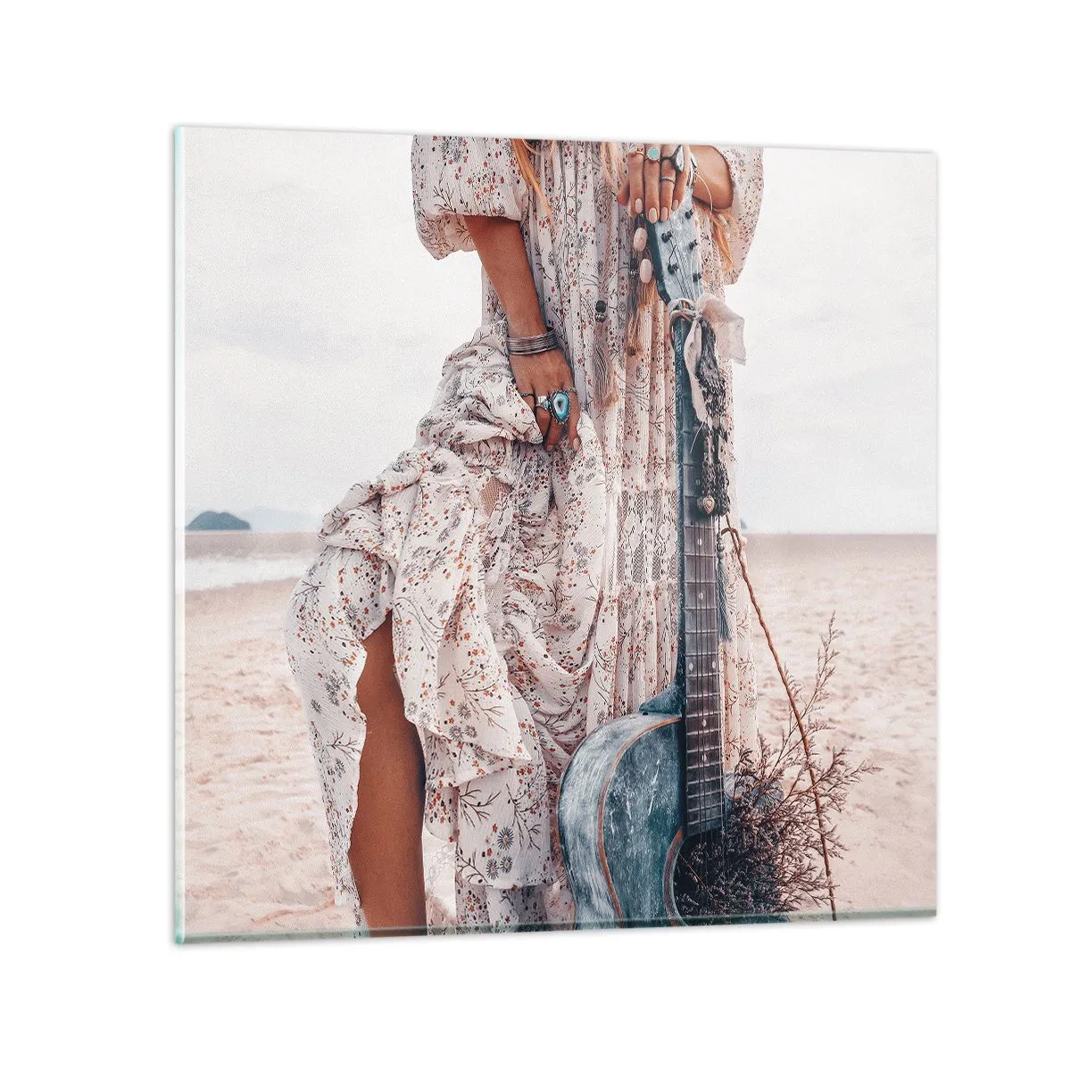 Schilderen op glas - Kinderen bloemen onderweg - 70x70 cm