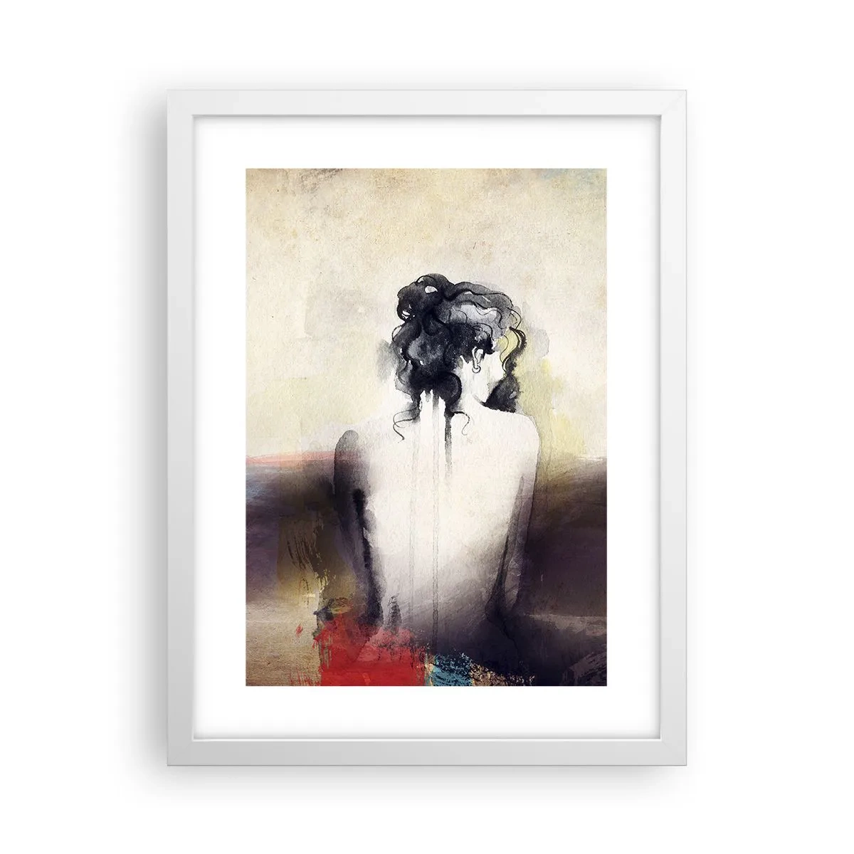 Poster in een witte lijst - Vloeiende lijnen, ovale vormen - 30x40 cm