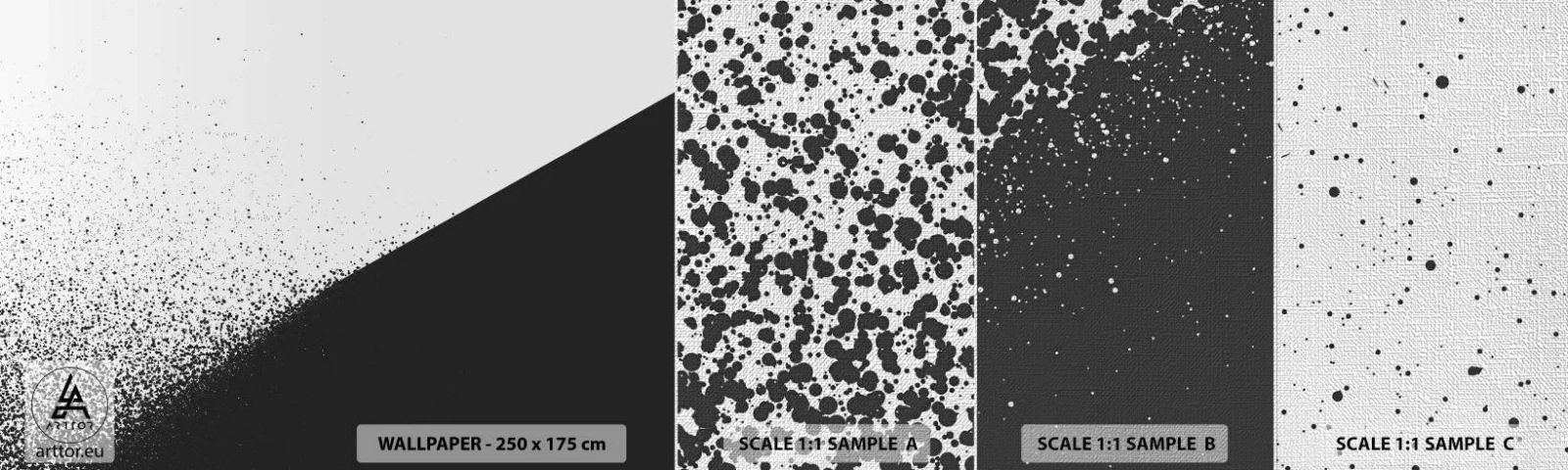 Fotobehang Monster Premium Canvas - Steeds sneller, meer en meer - Abstractie, Grafisch, Zwart en wit - 100x30 cm