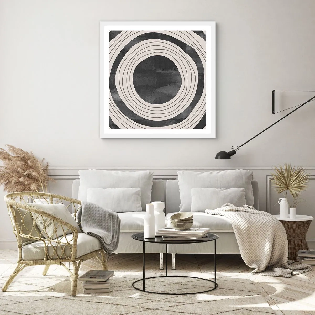 Poster in een witte lijst - Precies op het punt - 60x60 cm
