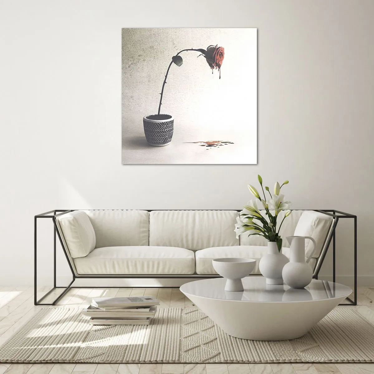 Schilderen op glas - Rosa dolorosa - 50x50 cm