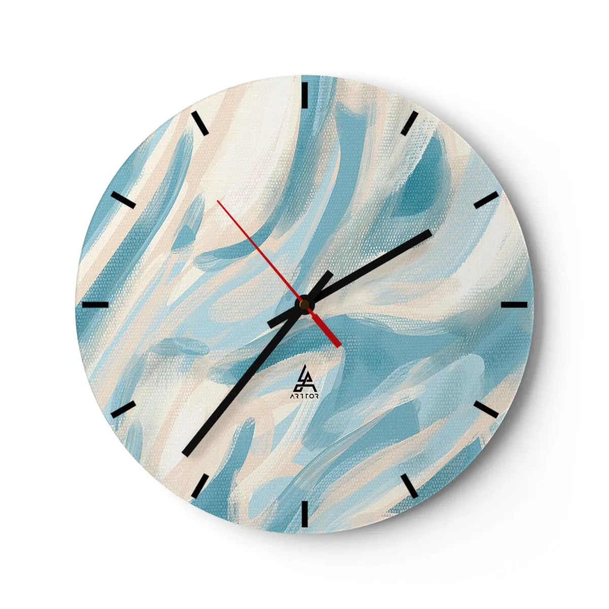Wandklok - Klok - Abstracte pastelstrepen in blauw en beige - 30x30cm - Lente briesjes - Moderne wanddecoratie voor woonkamer, keuken en slaapkamer ARTTOR