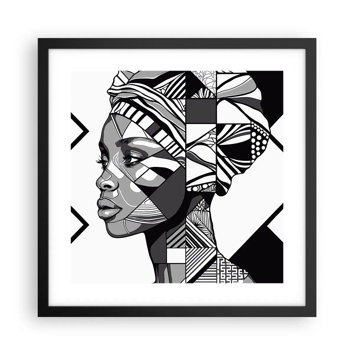Poster in een zwarte lijst - Etnisch portret - 40x40 cm