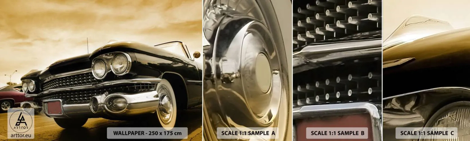 Fotobehang Staaltje Standard Eco - Klassiekers gaan nooit voorbij - Auto, Automobiel, Retro - 100x30 cm