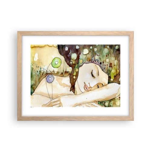 Een poster in een licht eiken lijst - Een smaragd-violette droom - 40x30 cm