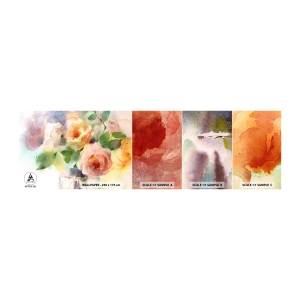 Fotobehang Staaltje Standard Eco - Delicaat als aquarel - Bloemen, Rozen, Boeket - 100x30 cm
