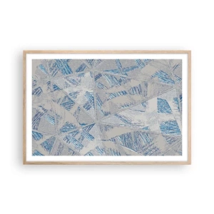 Een poster in een licht eiken lijst - In een blauwgrijs labyrint - 91x61 cm