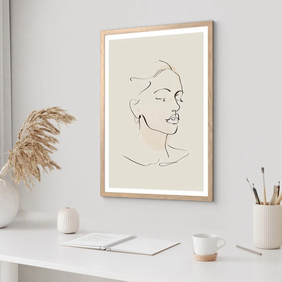 Een poster in een licht eiken lijst - Een bepaalde lijn - 61x91 cm