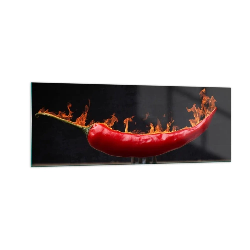 Schilderen op glas - Een vurig voorgerecht - 140x50 cm