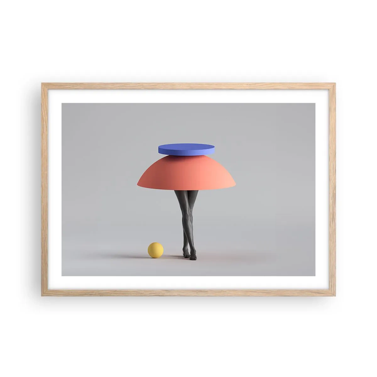 Een poster in een licht eiken lijst - Surrealistische compositie - 70x50 cm