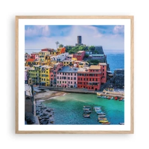Een poster in een licht eiken lijst - Mediterrane magische stad - 60x60 cm