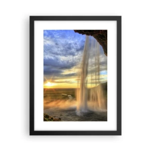 Poster in een zwarte lijst - De wereld achter een sluier van druppels - 30x40 cm