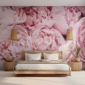 Zelfklevend Fotobehang Deluxe Sticker - Knuffelend en geurig - Pioen, Bloemen, Boeket bloemen - 400x280 cm