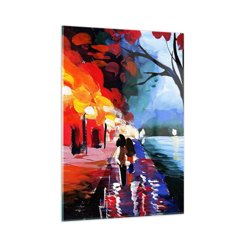 Schilderen op glas - Brandende herfst in het park - 50x70 cm