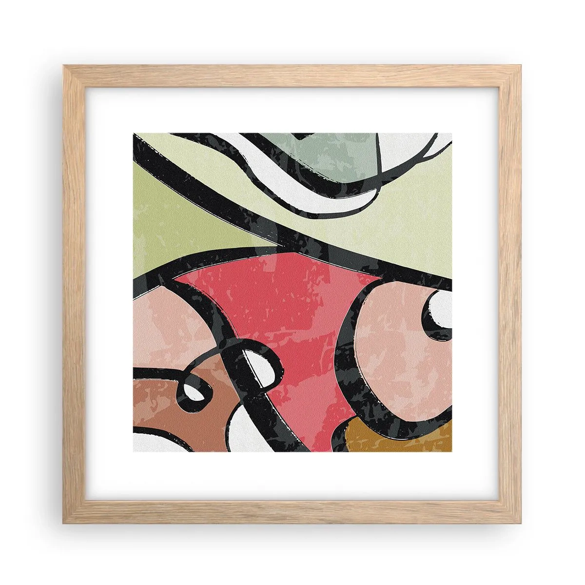 Een poster in een licht eiken lijst - Pirouettes tussen kleuren - 30x30 cm