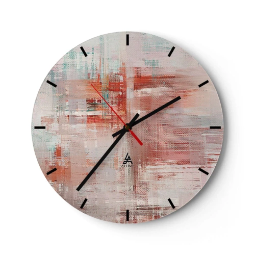 Wandklok - Klok - Een abstracte compositie van penseelstreken in tinten roze en wit. - 30x30cm - Vaag. Maar roze - Moderne wanddecoratie voor woonkamer, keuken en slaapkamer ARTTOR