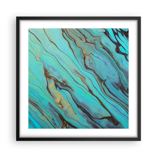 Poster in een zwarte lijst - Turquoise vloed - 50x50 cm