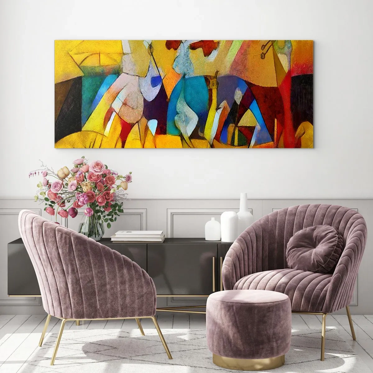 Schilderen op glas - Zon - leven - vreugde - 160x50 cm
