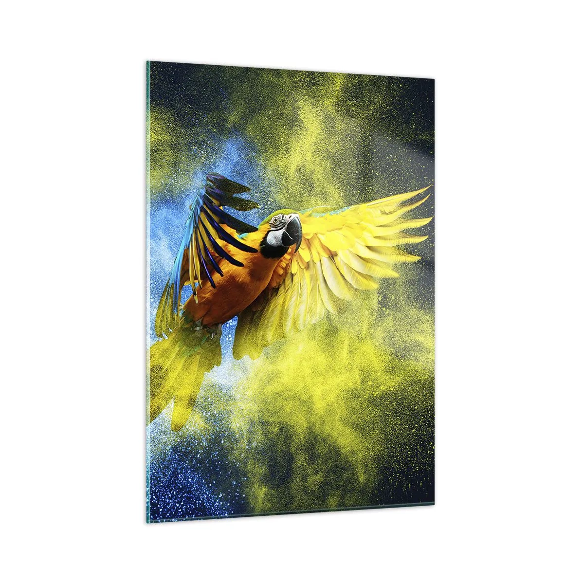Schilderen op glas - In het blauwe en gouden stof - 50x70 cm