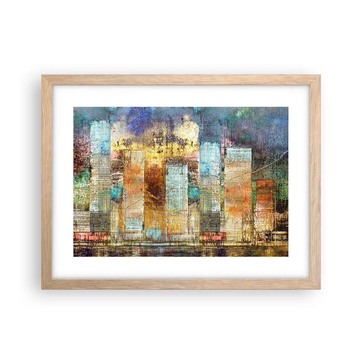 Een poster in een licht eiken lijst - Een zonnige metropool - 40x30 cm