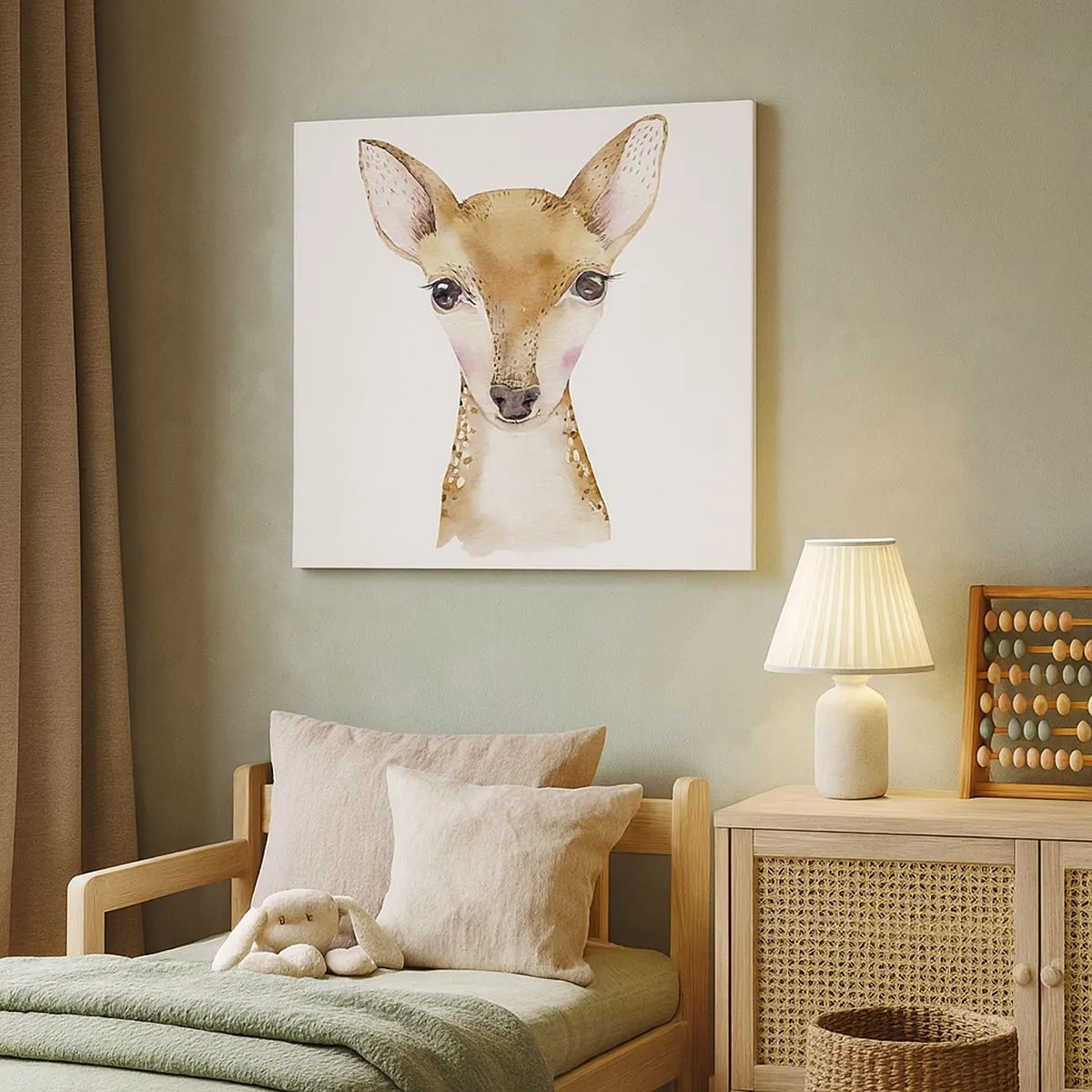 Schilderen op canvas - Aquarelportret van een jong ree op een witte achtergrond - 70x50cm - De aard van onschuld - Moderne wanddecoratie voor woonkamer en slaapkamer ARTTOR