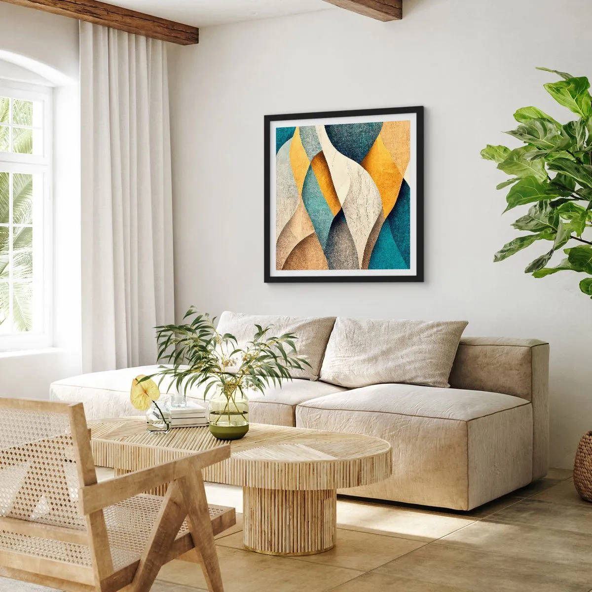 Poster in een zwarte lijst - Ritme en beweging - 40x40 cm