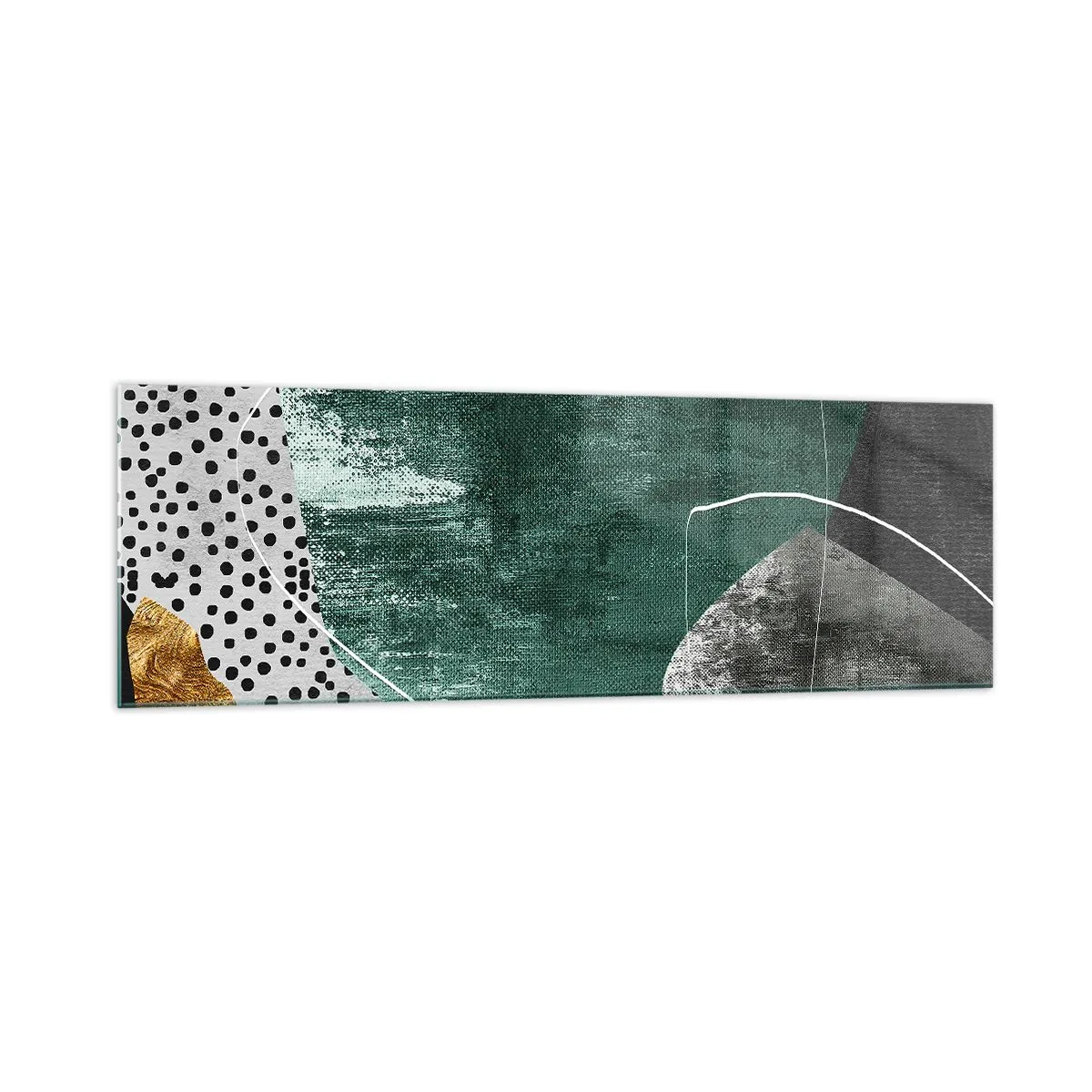 Schilderen op glas - Kleurrijke abstractie met bladgoud - 160x50 cm