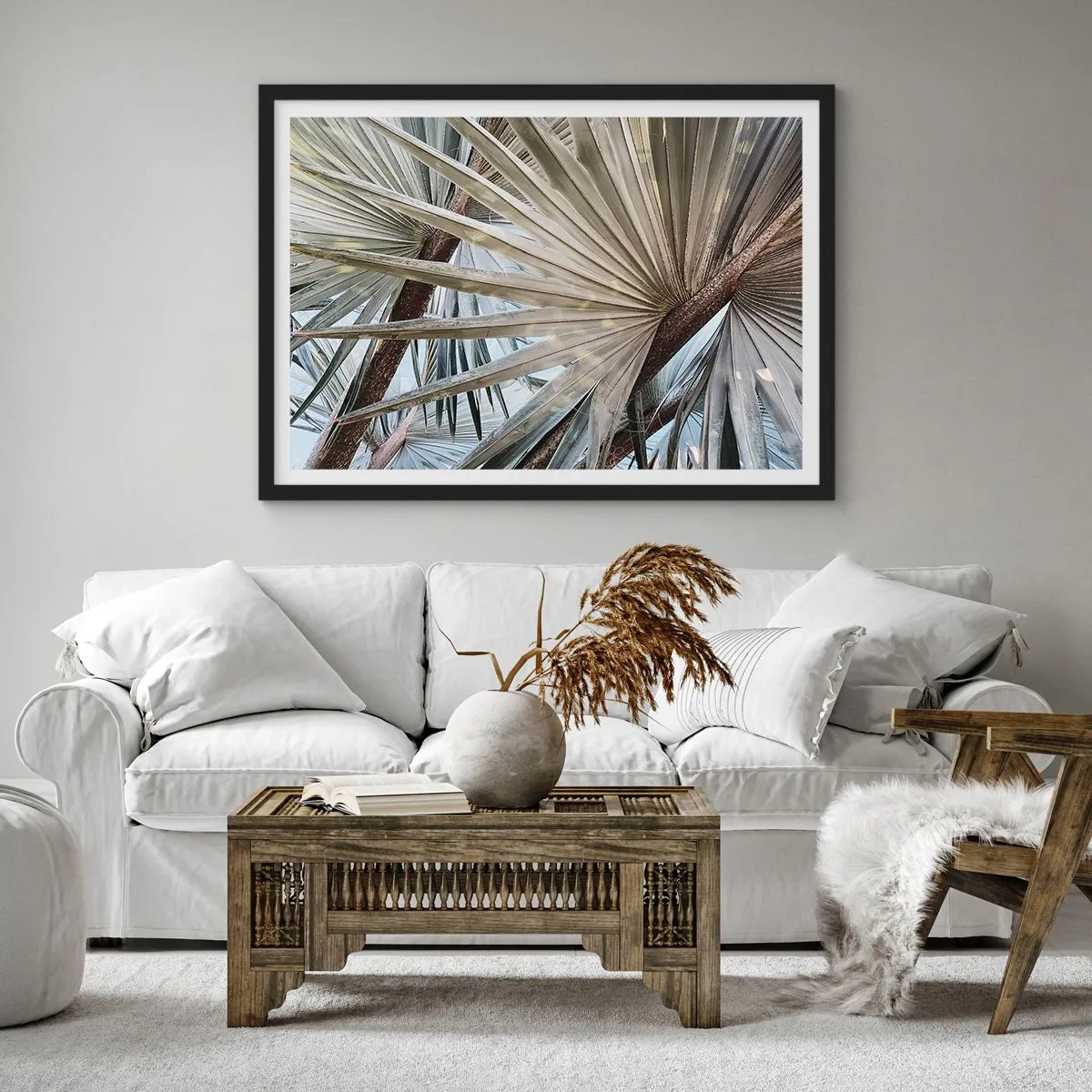 Poster in een zwarte lijst - Fans in de tropen - 91x61 cm