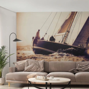 Fotobehang Premium Canvas - Zeil, matroos - Jacht, Zee, het zeilen - 500x350 cm