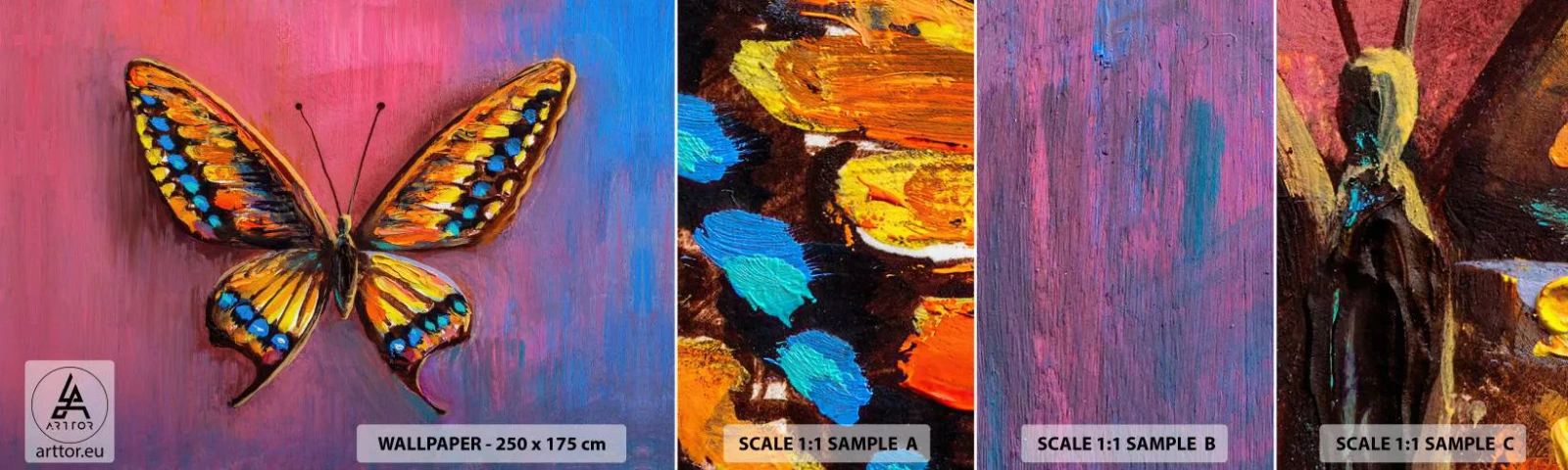 Fotobehang Staaltje Standard Eco - Een juweel van de natuur - Vlinder, Deel, Schilderen - 100x30 cm