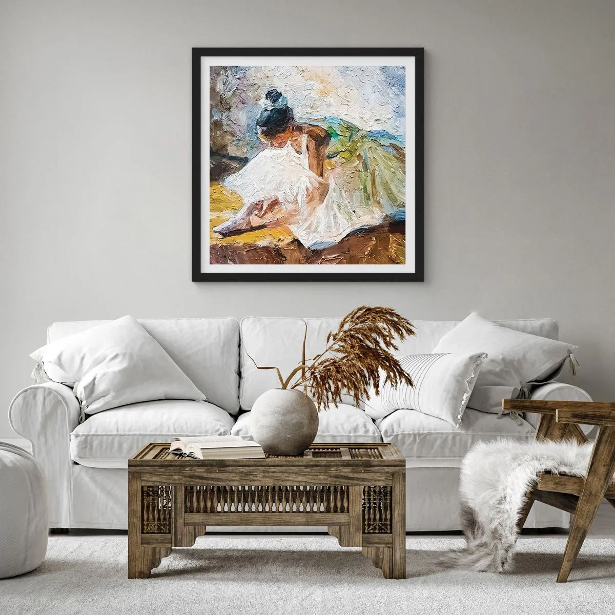 Poster in een zwarte lijst - Naar een schilderij van Degas - 30x30 cm