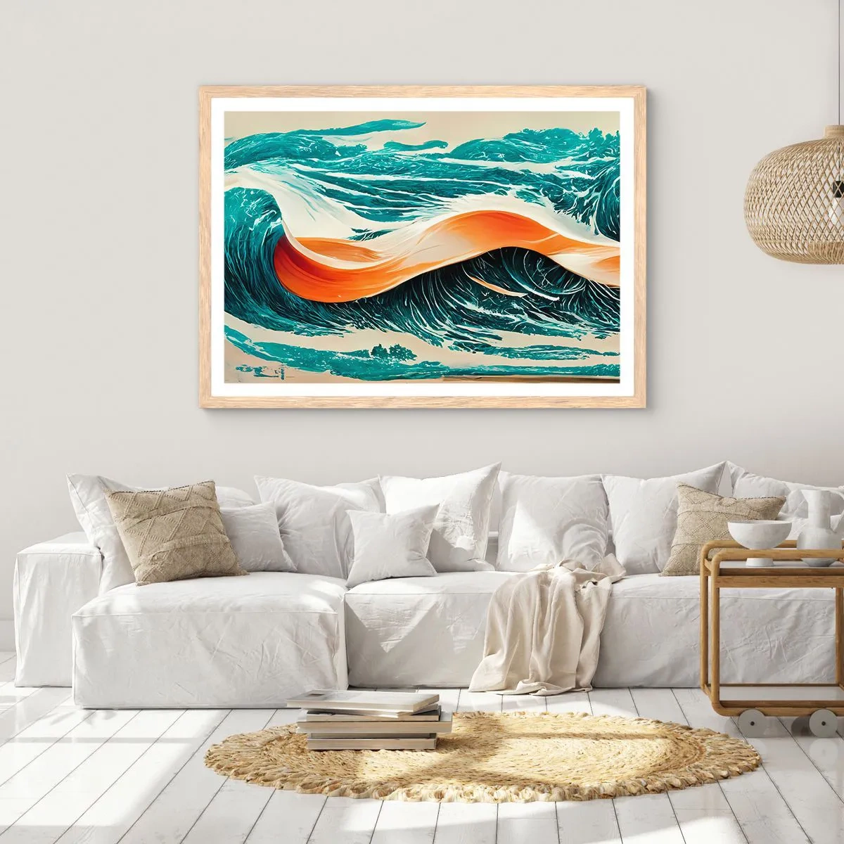 Een poster in een licht eiken lijst - De droom van elke surfer - 100x70 cm