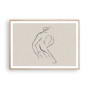 Een poster in een licht eiken lijst - Intieme schets - 100x70 cm