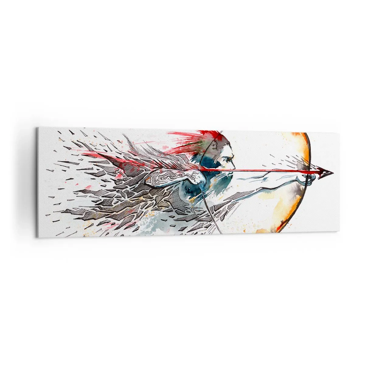 Schilderen op canvas - Mythische krijger met een vurige boog - 160x50 cm