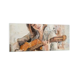 Schilderen op glas - Concerto voor gitaar en een meisjeshart - 100x40 cm