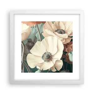 Poster in een witte lijst - Het gefluister van klaprozen - 30x30 cm