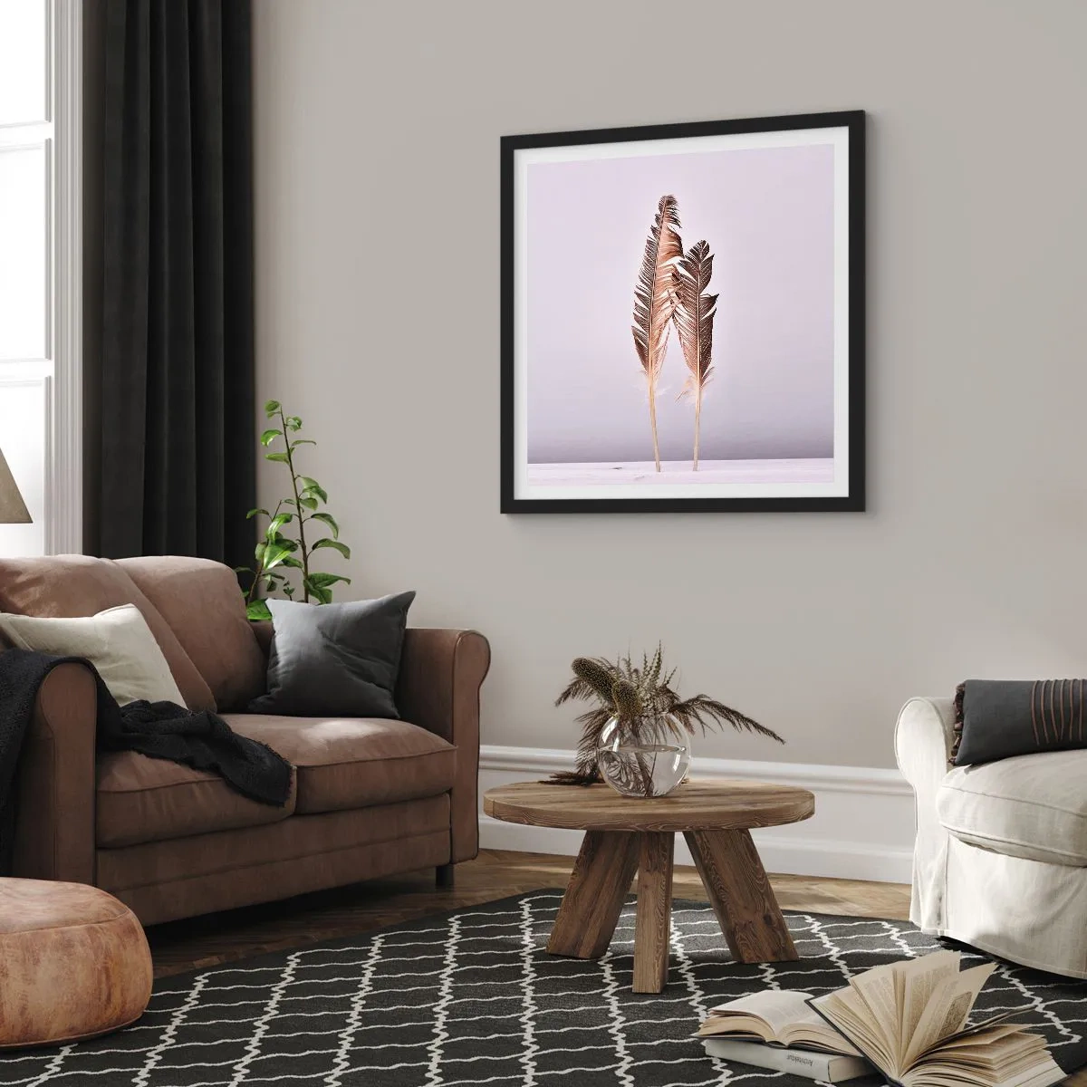 Poster in een zwarte lijst - Tegen het niets - 40x40 cm