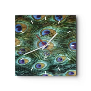Wandklok - Klok - Een pauwenooglook - 40x40 cm