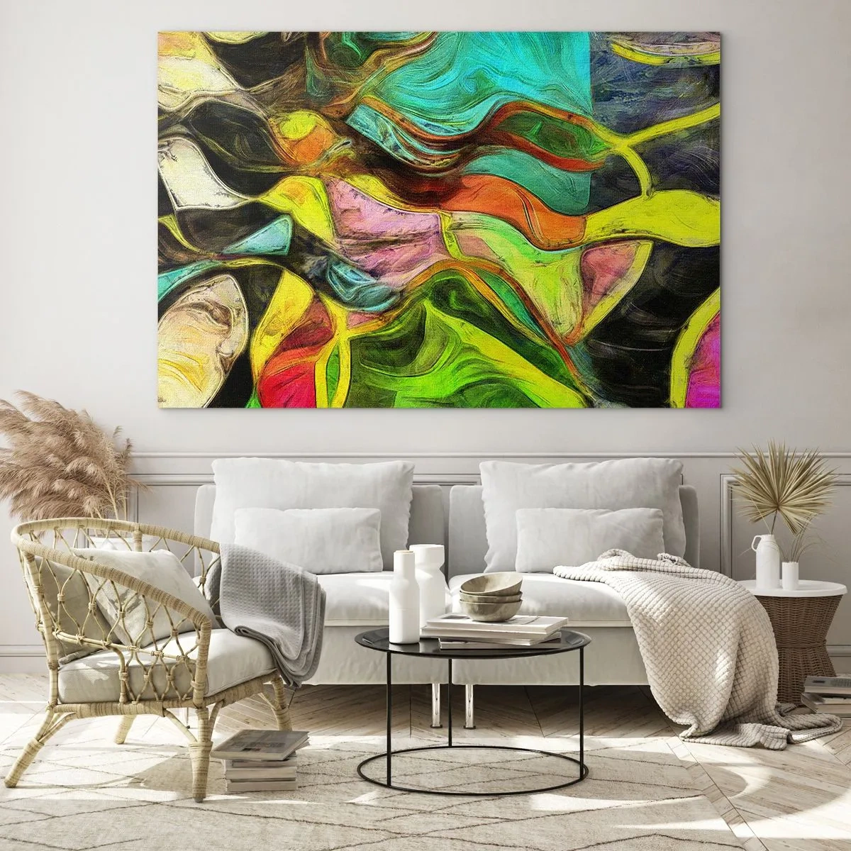 Schilderen op glas - Beweging is leven - 120x80 cm