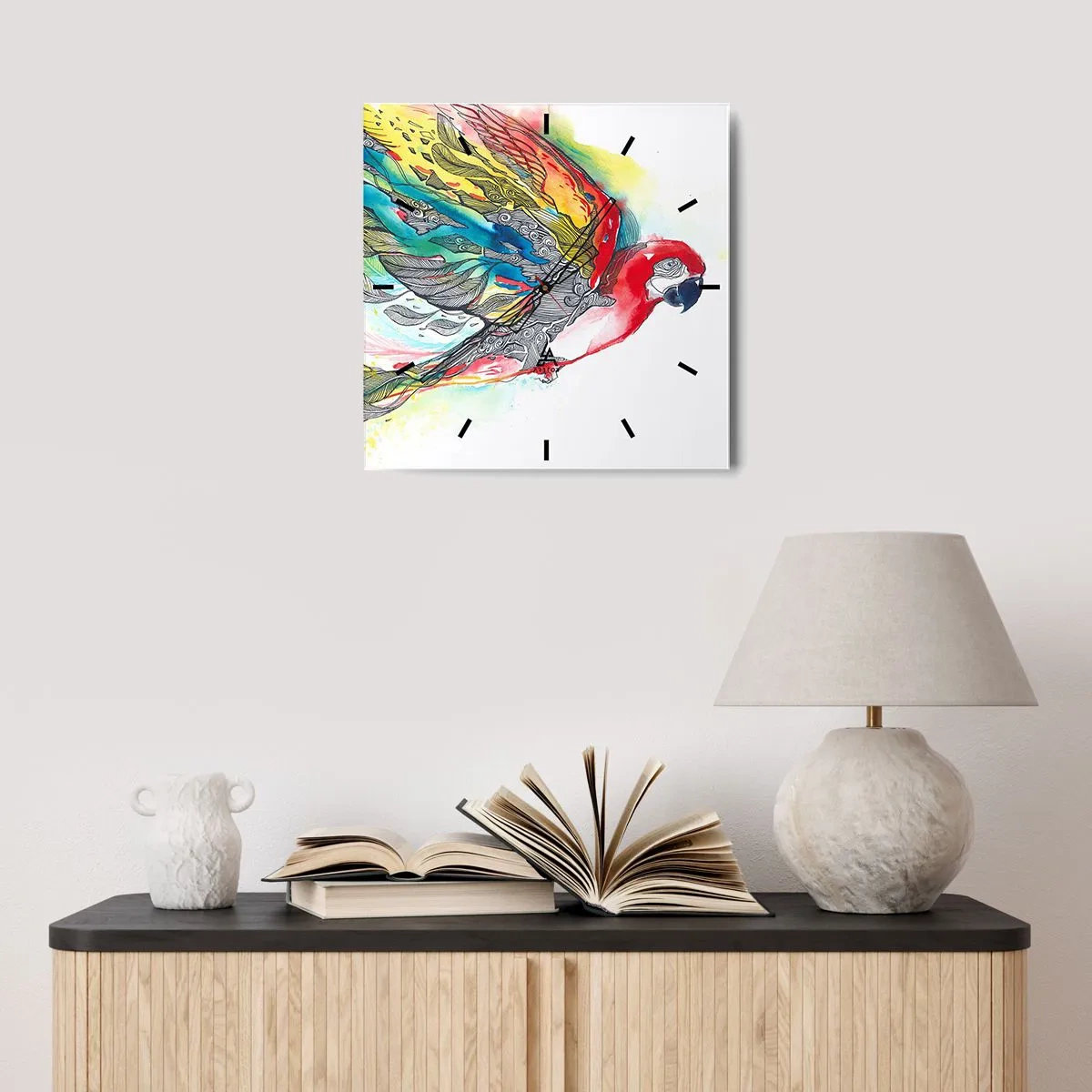 Wandklok - Klok - Leef kleurrijk - 30x30 cm