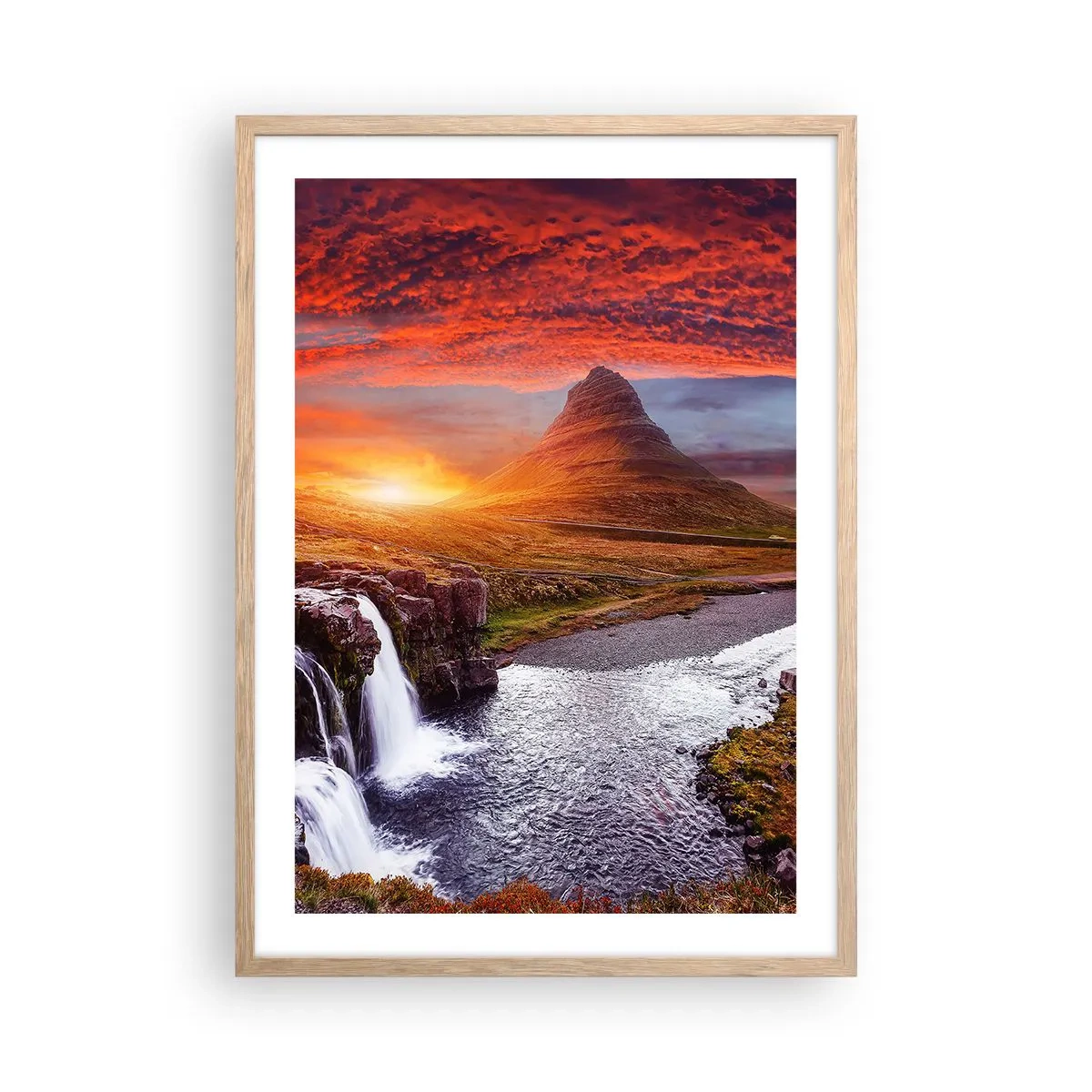 Een poster in een licht eiken lijst - Een zicht op Midden-aarde - 50x70 cm