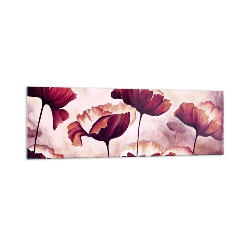 Schilderen op glas - Rood en wit bloemblad - 160x50 cm
